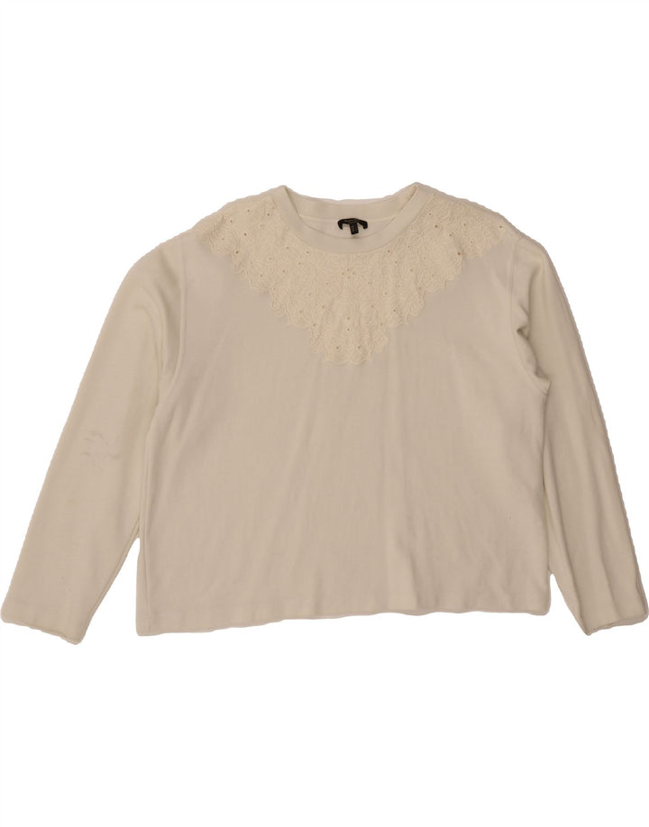 MASSIMO DUTTI Womens Top Long Sleeve UK 16 Large Off White Floral Vintage Massimo Dutti and Second-Hand Massimo Dutti from Messina Hembry 