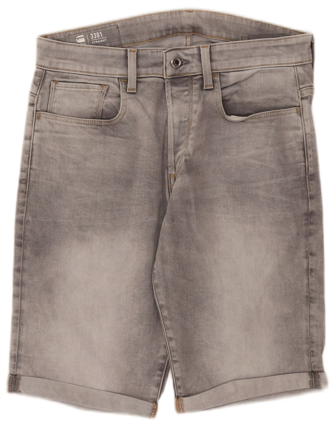 G-Star Mens 3301 Джинсовые шорты W31 Средне-серый хлопок