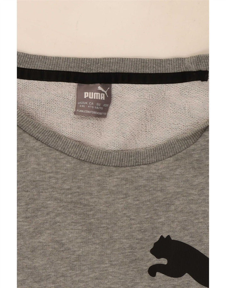 Мужской свитшот с рисунком Puma 4XL, серый хлопок с крапинками