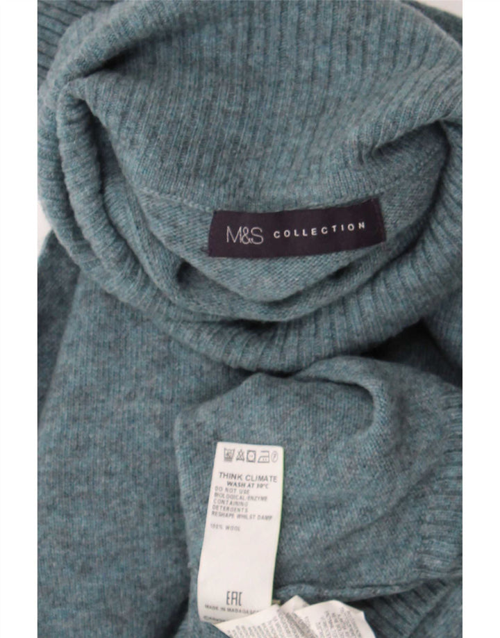 Женский джемпер с высоким воротником Marks & Spencer, Великобритания 14, средний синий, шерсть