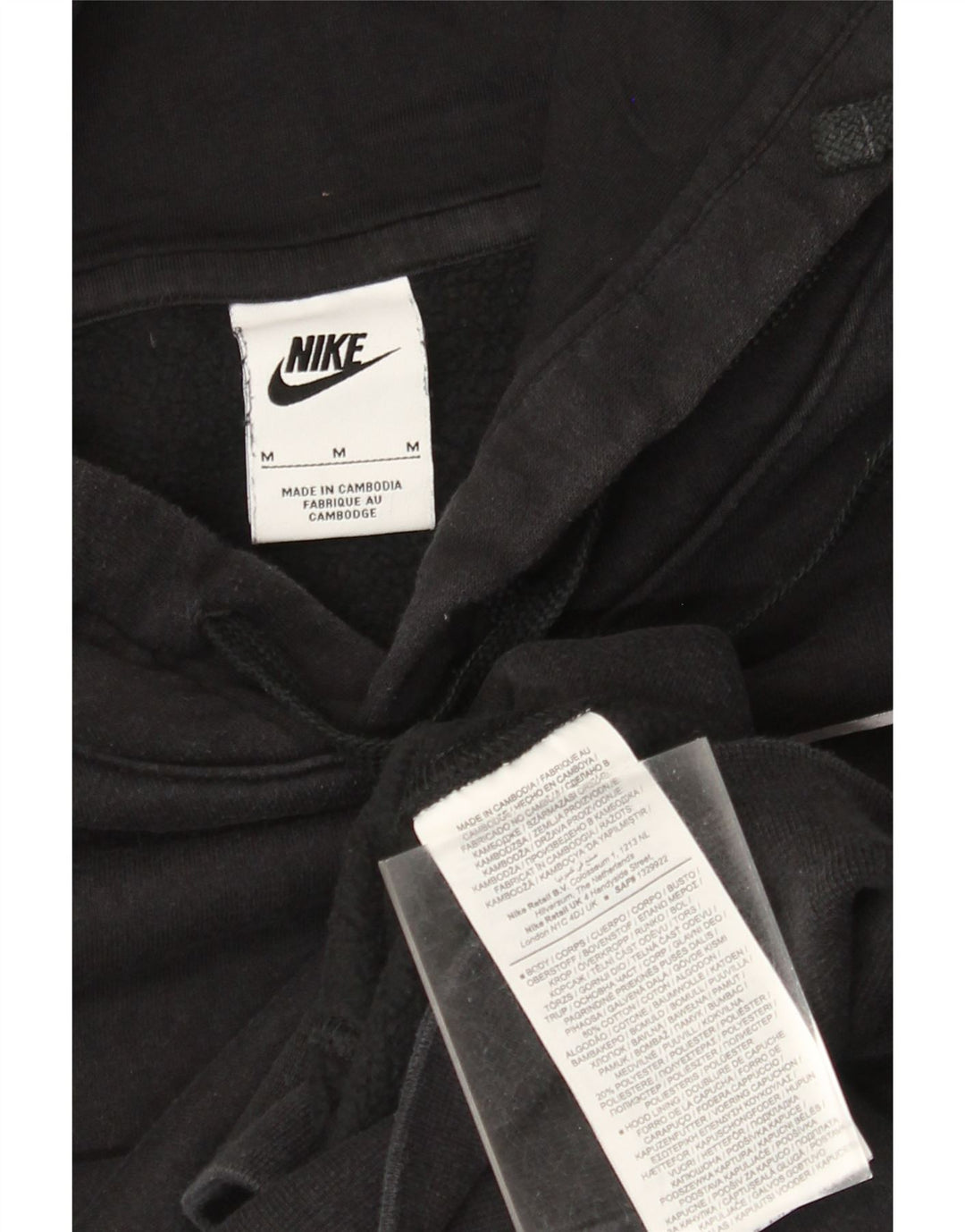 Мужской джемпер с капюшоном с рисунком Nike, средний черный, хлопковый