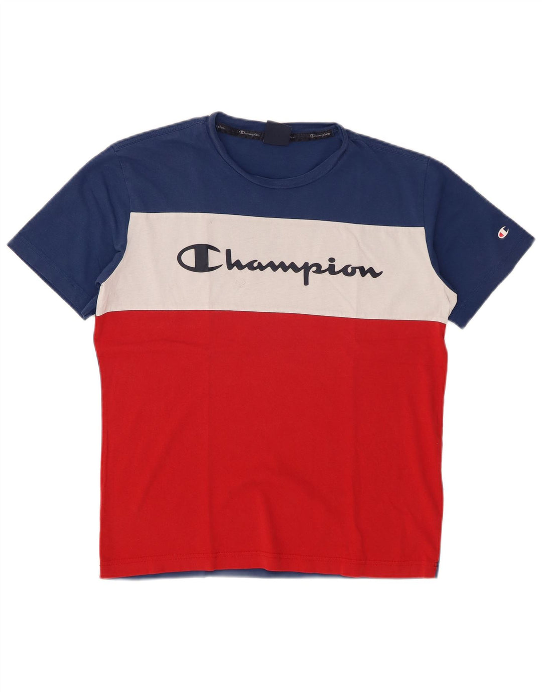 Мужская футболка Champion с рисунком, топ, средний цвет, хлопок с цветными блоками
