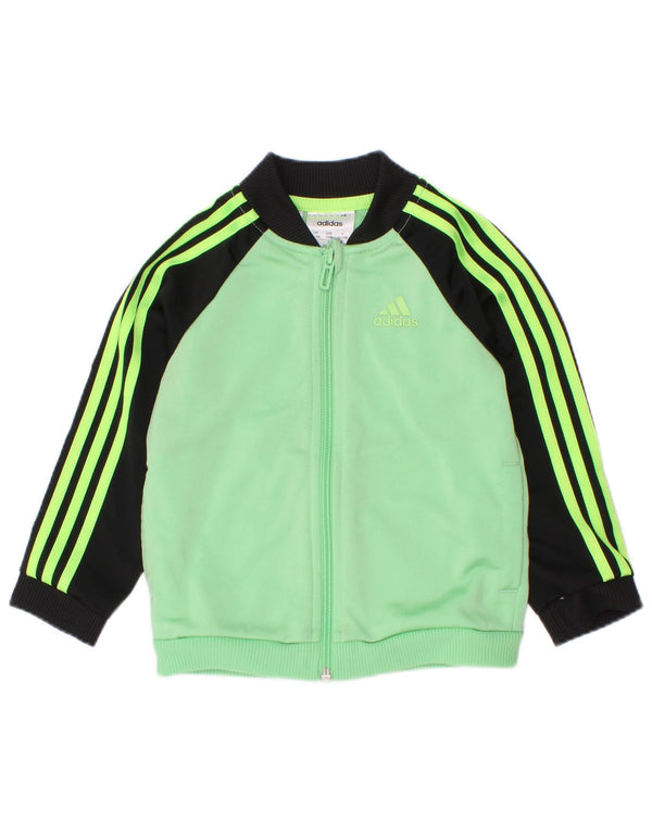 Спортивный костюм Adidas для маленьких мальчиков, верхняя куртка 12–18 месяцев, зеленый цвет с блоками