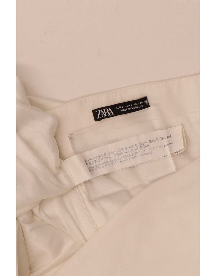 Женское платье без бретелек Zara UK 8, маленькое белое, полиэстер