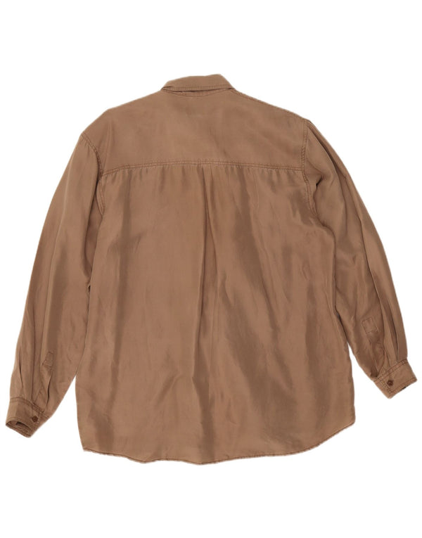 Винтажная женская блузка-рубашка UK 18 XL, бежевый шелк