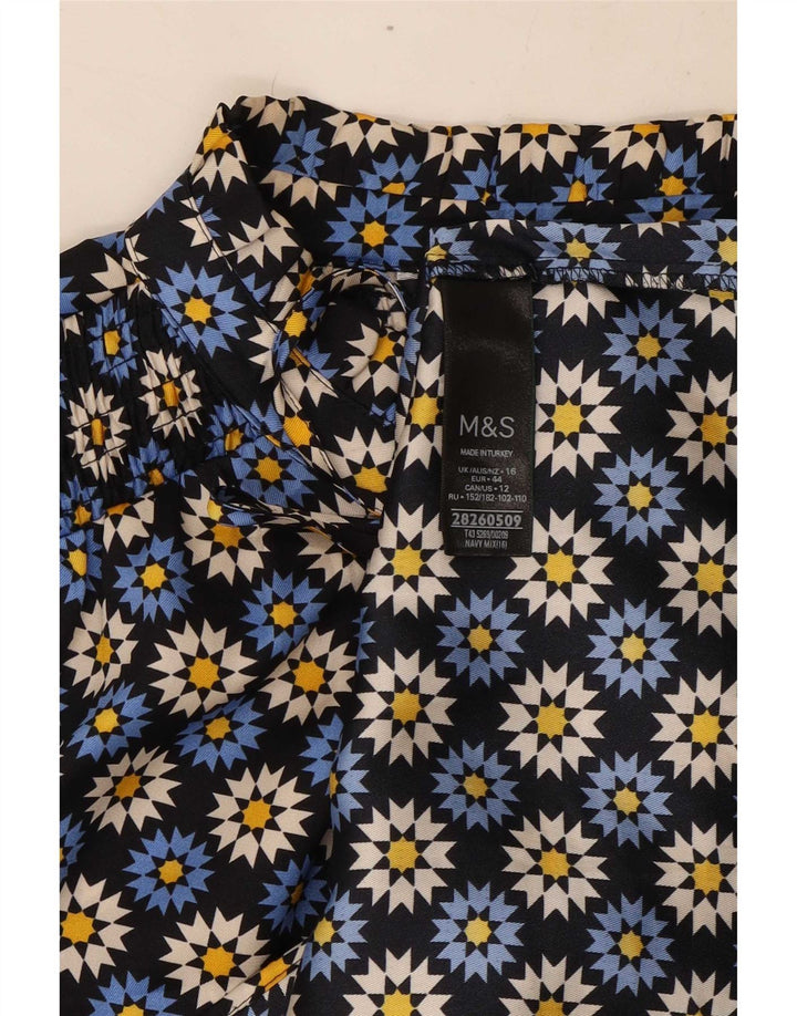 Женская блузка с завязкой спереди Marks & Spencer, Великобритания 16, большой темно-синий цветочный принт