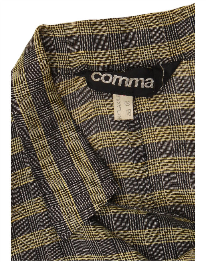 Comma, женский двубортный пиджак, Великобритания 14, шерстяной в крупную желтую клетку