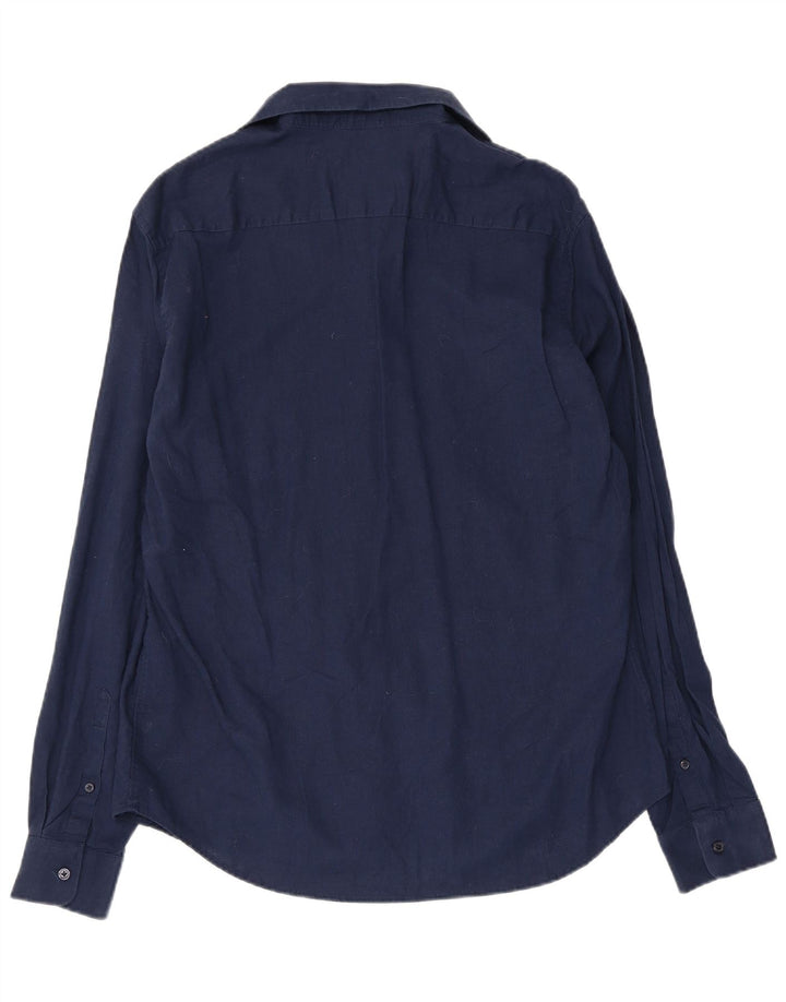 Мужская рубашка приталенного кроя Mossimo, большая темно-синяя льняная рубашка