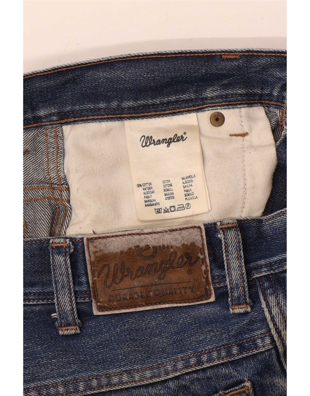 Мужские прямые джинсы Wrangler стандартного кроя W32 L27, синие, хлопок