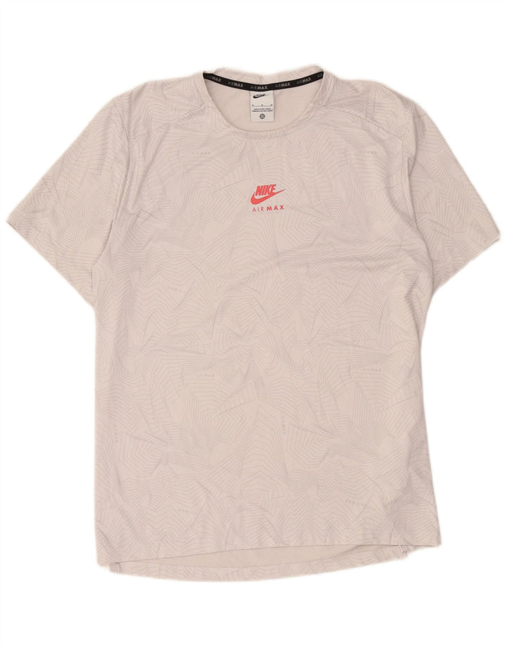 Мужская футболка Nike Dri Fit с графическим принтом, средний серый полиэстер с геометрическим рисунком