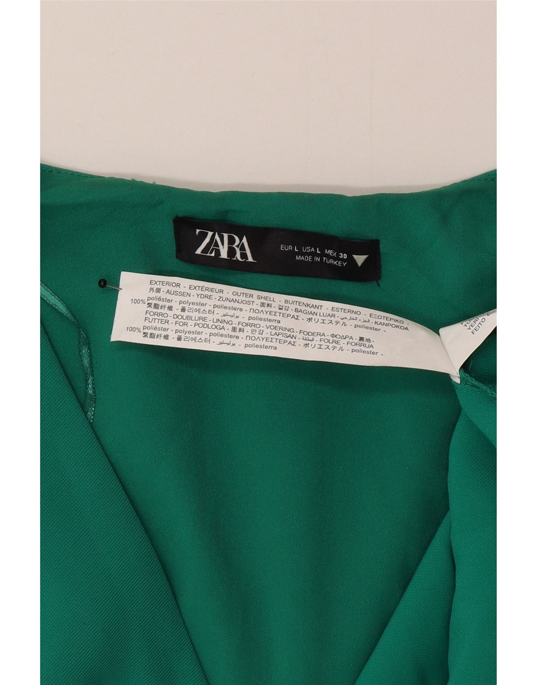 Женское платье трапециевидного силуэта Zara UK 16, большой зеленый полиэстер