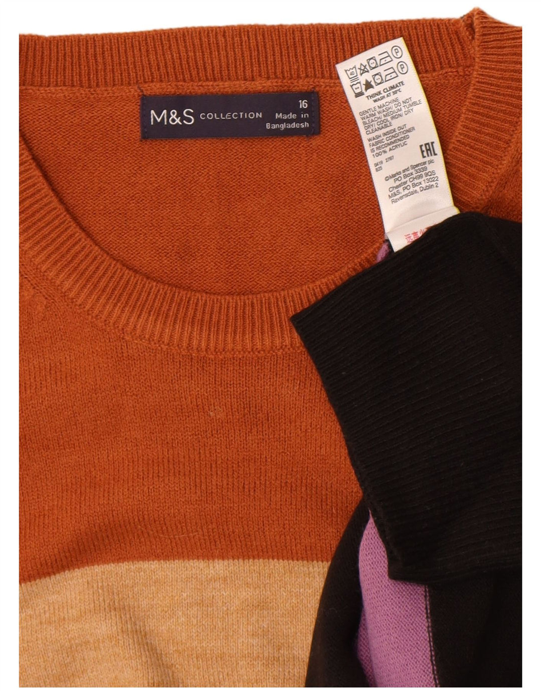 Женский джемпер с круглым вырезом Marks & Spencer, Великобритания, 16, большой, разноцветный