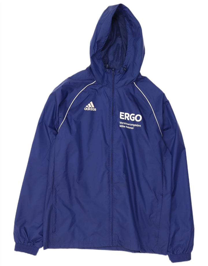 Мужская дождевик с капюшоном Adidas UK 38, средний темно-синий, полиэстер