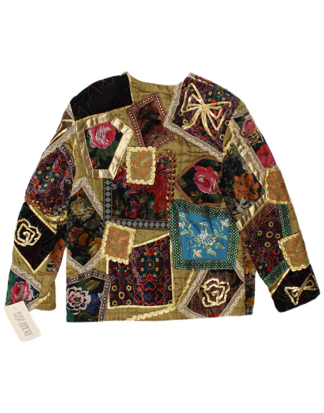 Женский пиджак ELISA LANDRI UK 16, большой цвет хаки, лоскутная вискоза