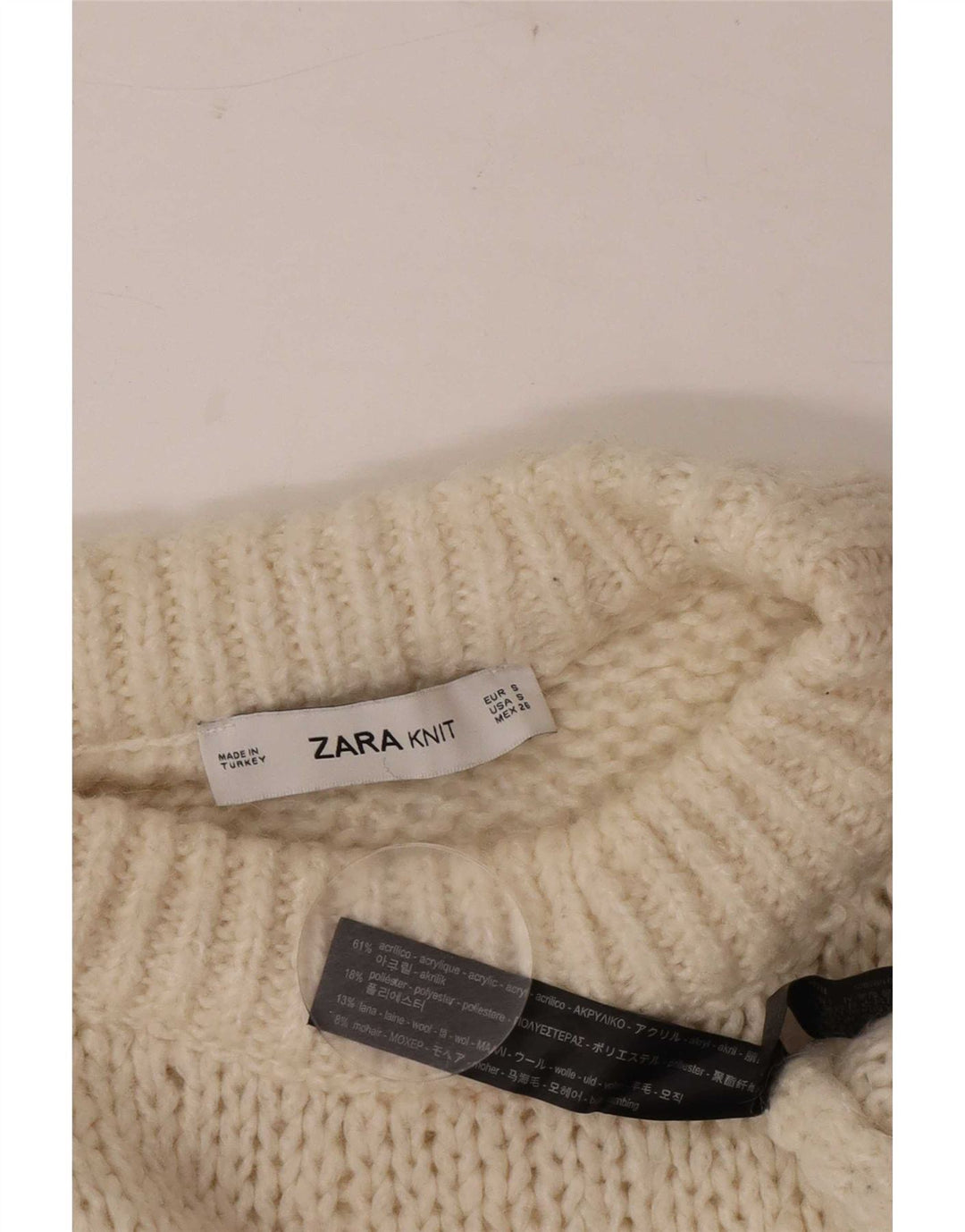 Женский свободный джемпер с круглым вырезом Zara UK 10, маленький белый