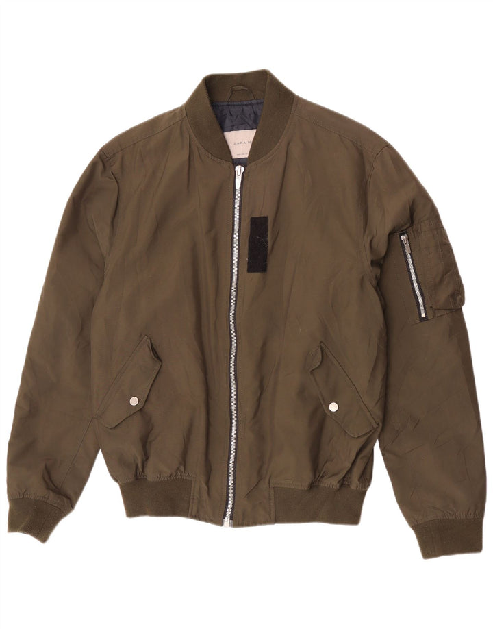 Мужская куртка-бомбер Zara UK 40, цвет хаки, большой
