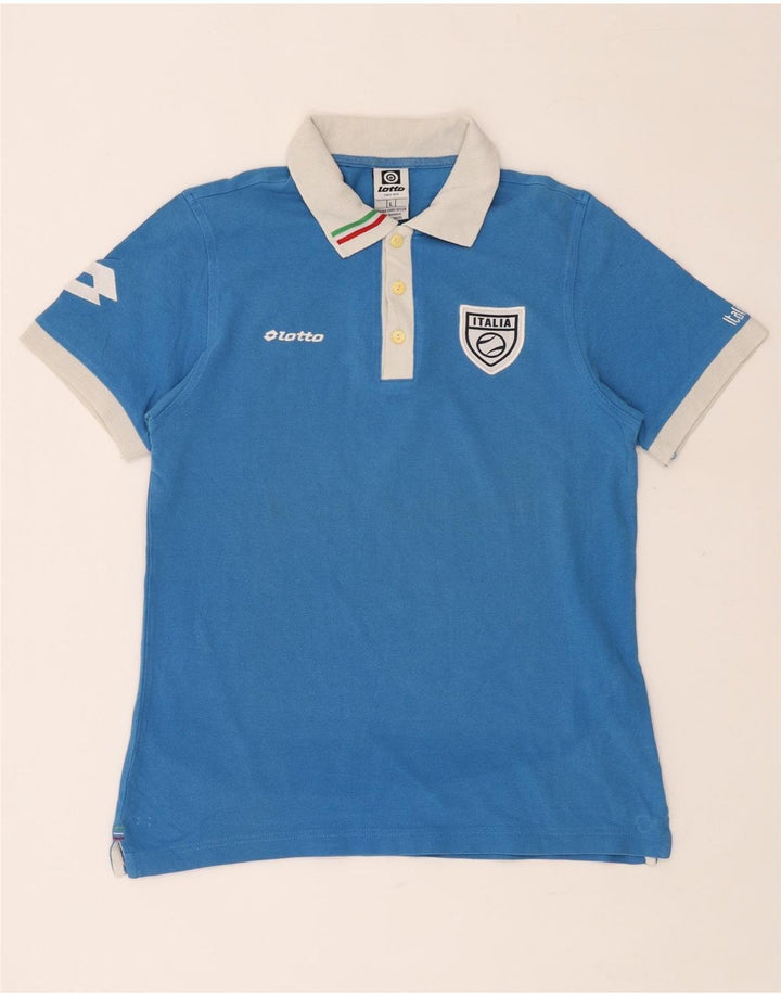 Женская рубашка поло для регби LOTTO Italia, Великобритания, 14 размеров, большая синяя хлопковая ткань