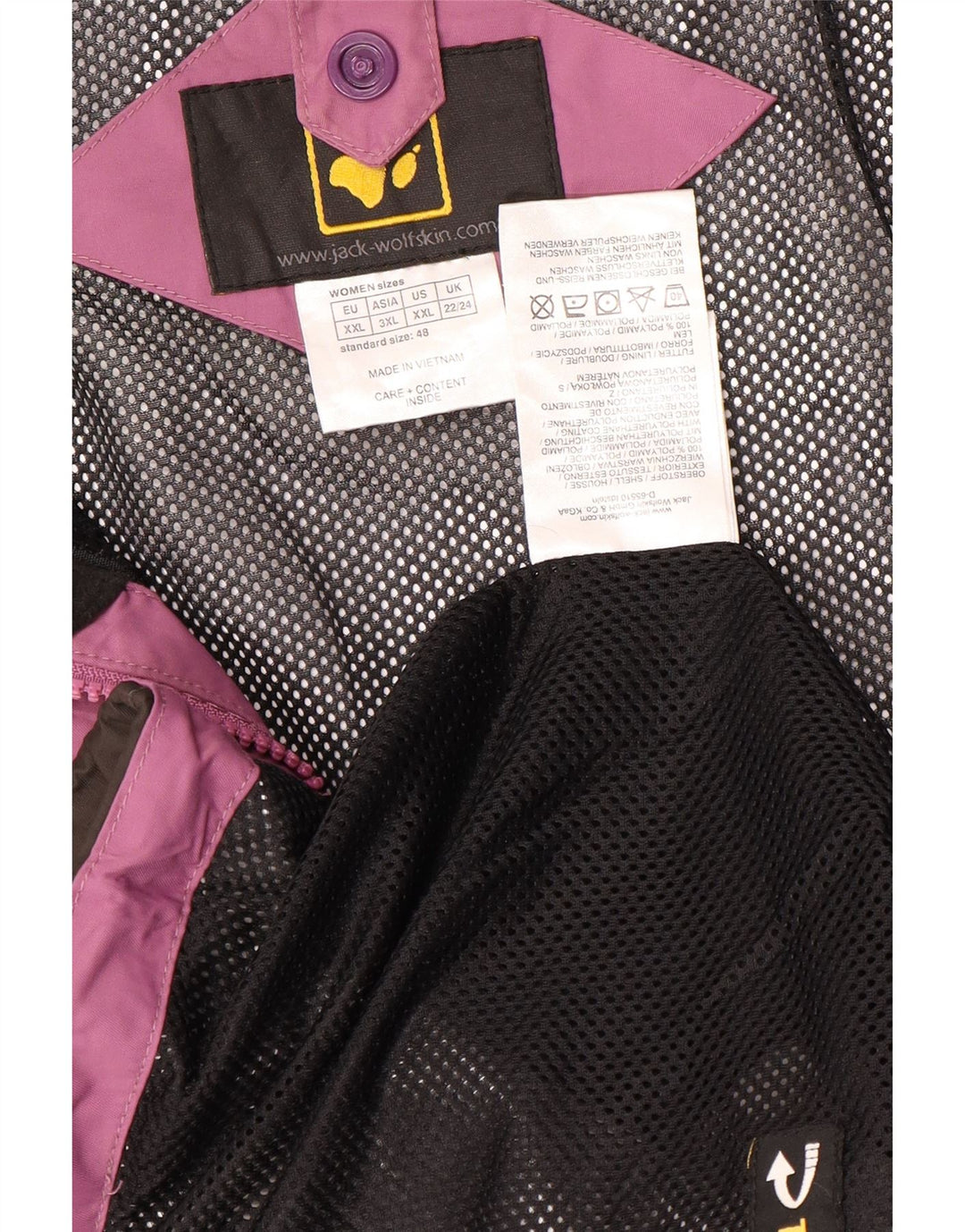 JACK WOLFSKIN Женская дождевик с графическим рисунком UK 22/24 2XL Фиолетовый с цветными блоками