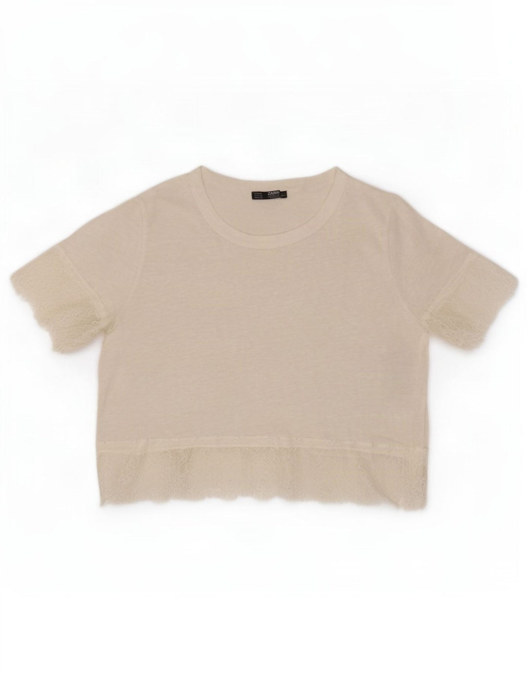 Женская укороченная блузка Zara UK 12, средний белый лен