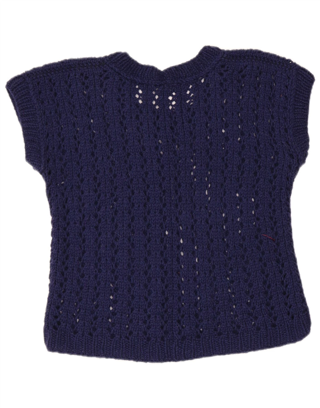 ВИНТАЖНЫЙ женский укороченный джемпер с вырезом лодочкой, Великобритания 12, средний темно-синий