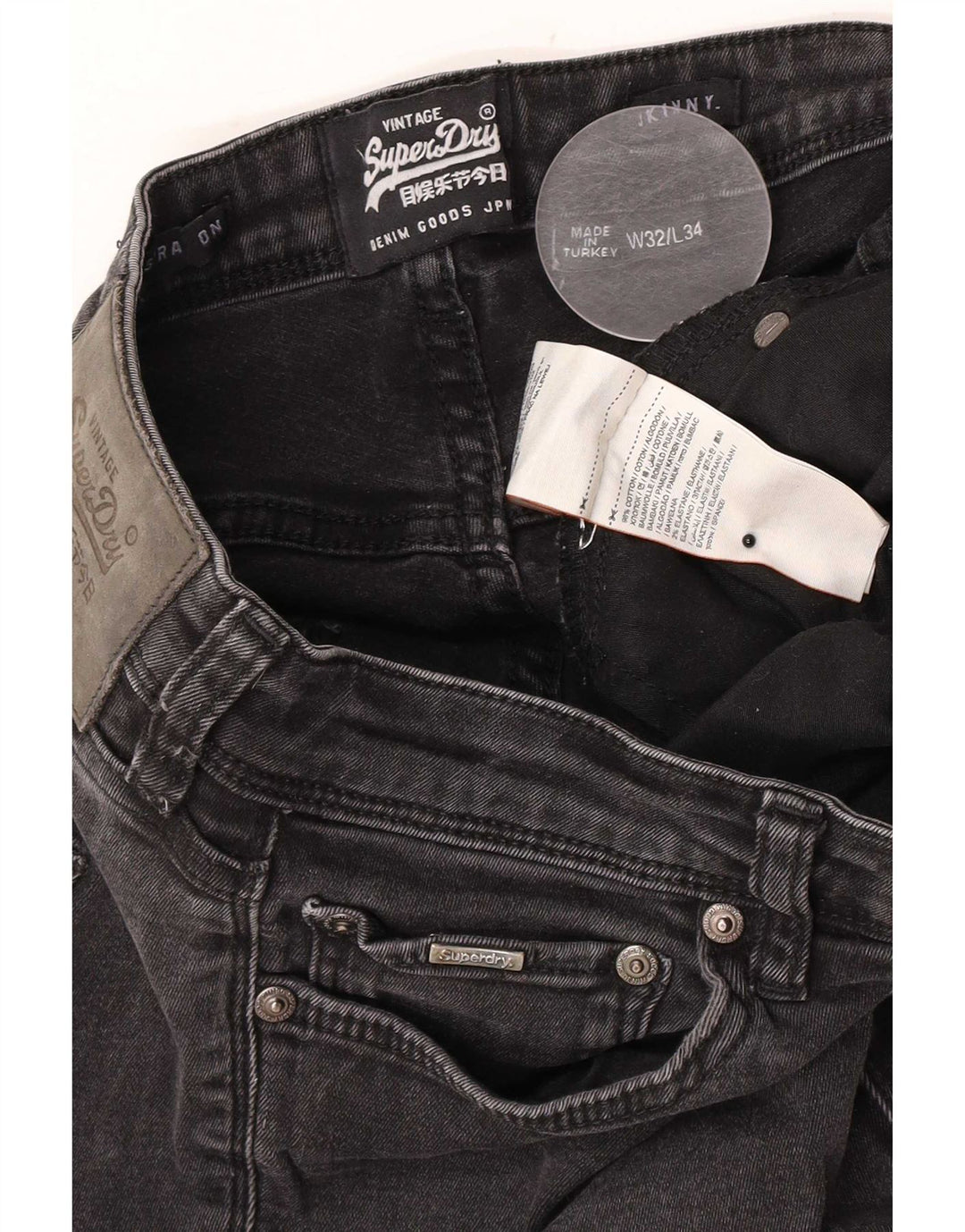 Женские джинсы скинни Superdry W32 L34 Серый хлопок