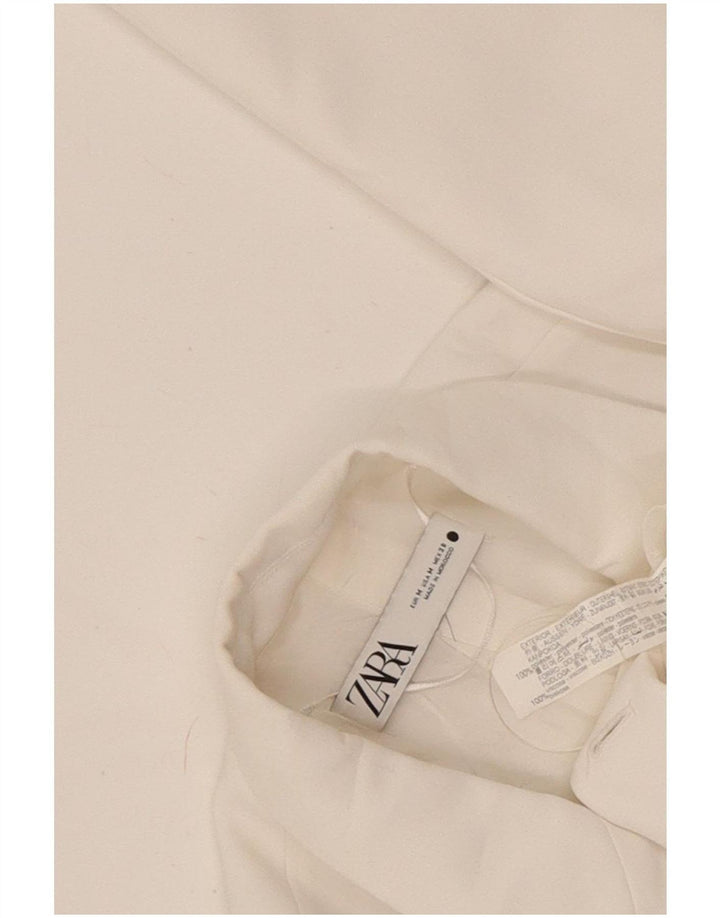 Женский двубортный пиджак Zara UK 14, средний белый полиэстер