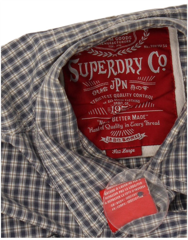 Мужская рубашка Superdry, большая синяя клетка, хлопок