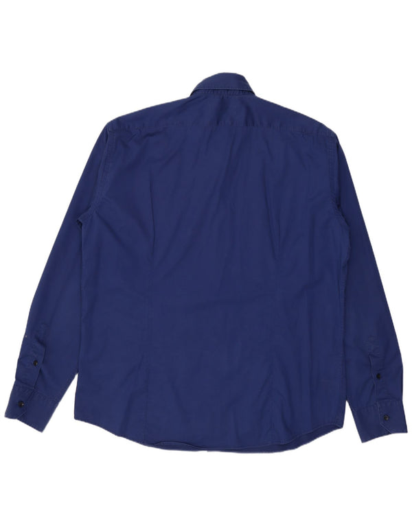 Мужская рубашка Trussardi, размер 43, 17 XL, синяя, хлопок