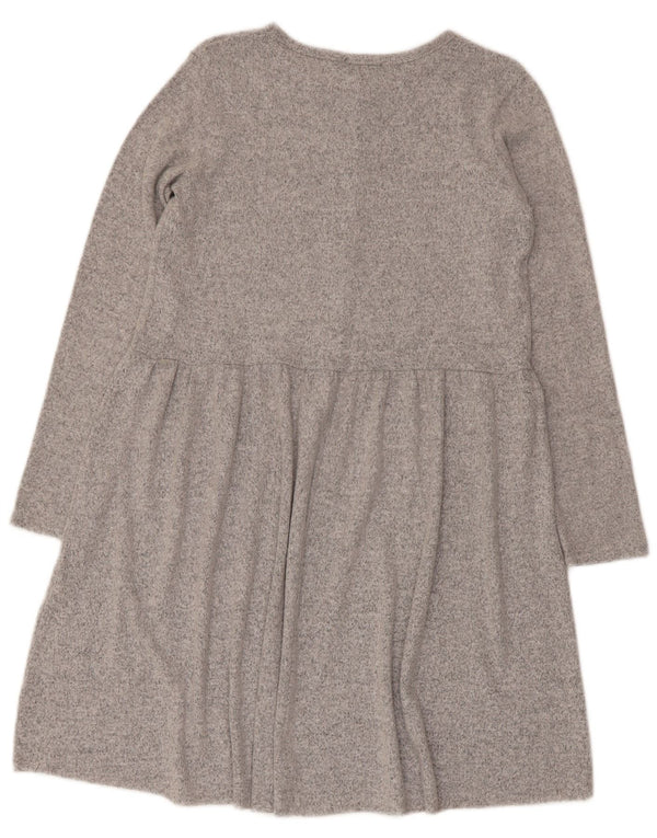 Zara Womens Long Sleeve Basic Dress UK 10 Small Grey Polyester