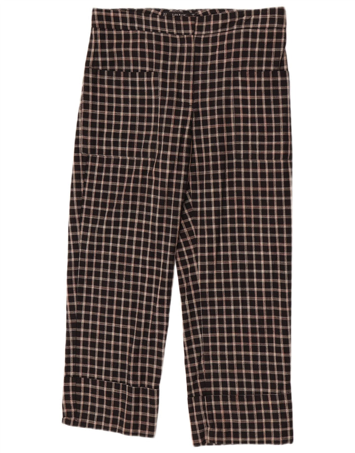 Женские укороченные брюки Zara Medium W28 L23, черный хлопок в клетку