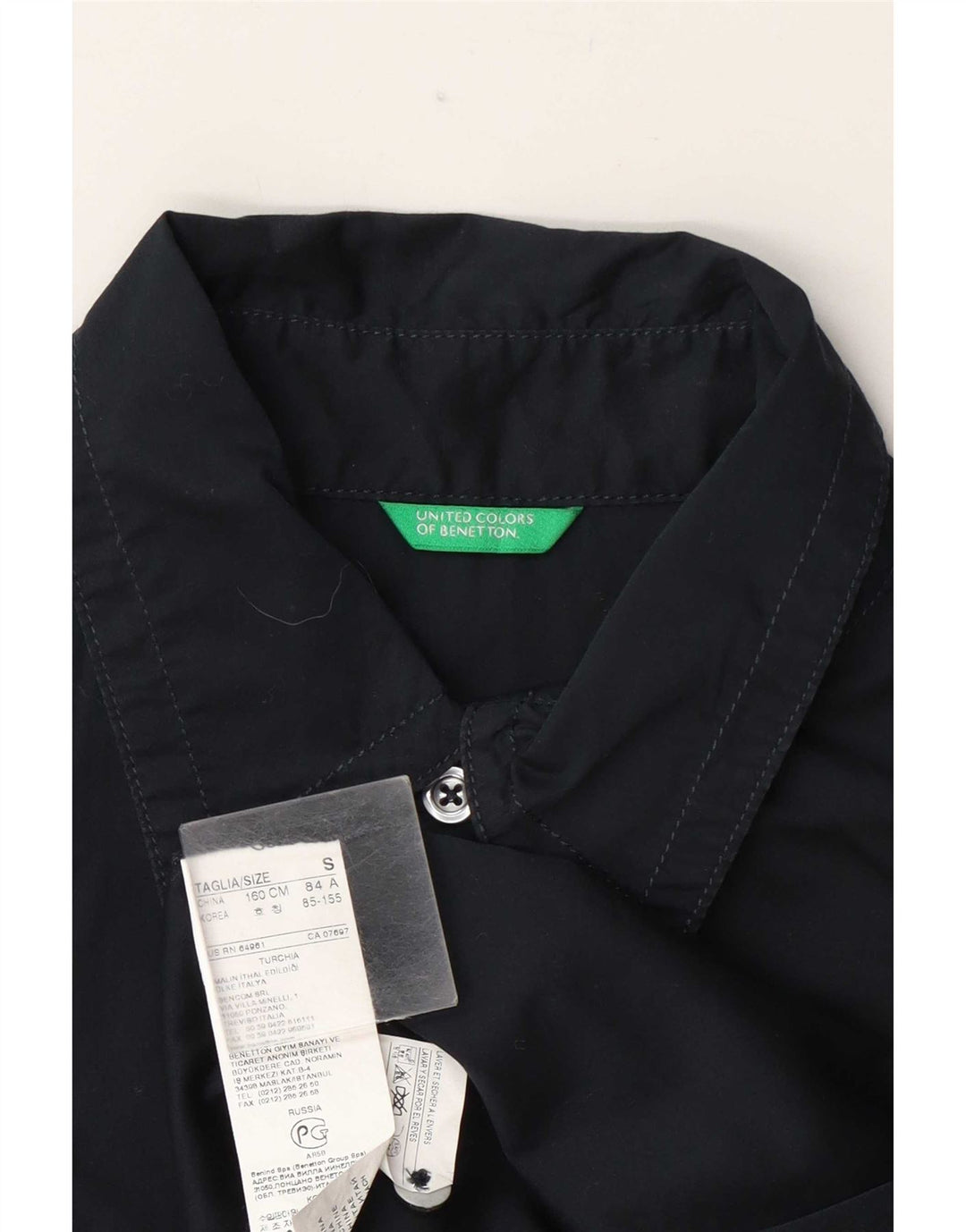 Женская рубашка Benetton UK 10, маленькая, темно-синяя, хлопок