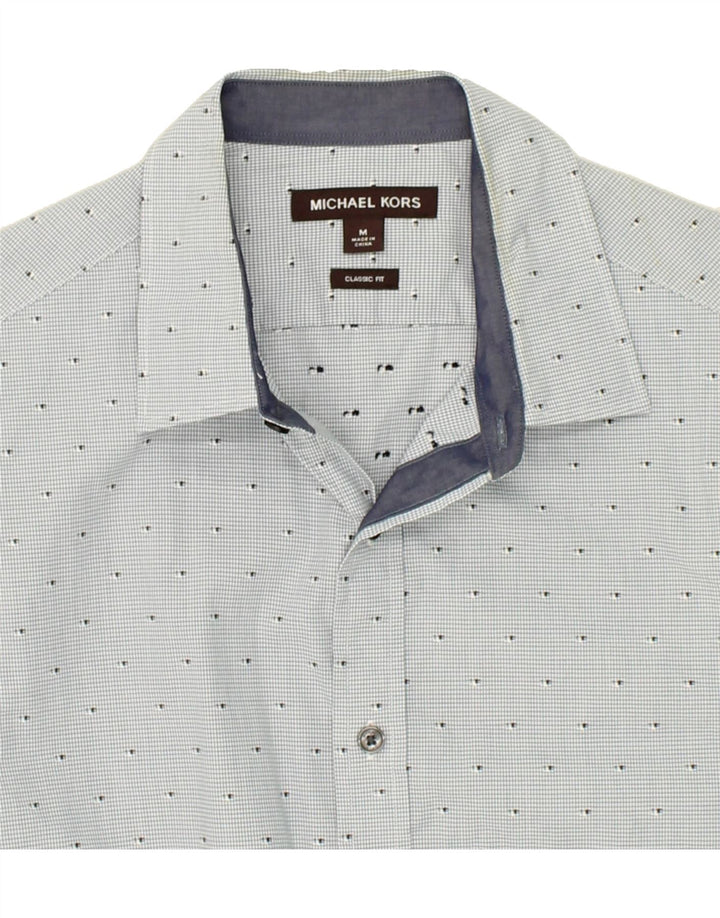 MICHAEL KORS Mens Classic Fit Shirt Medium Blue Spotted Cotton Vintage Michael Kors and Second-Hand Michael Kors from Messina Hembry 