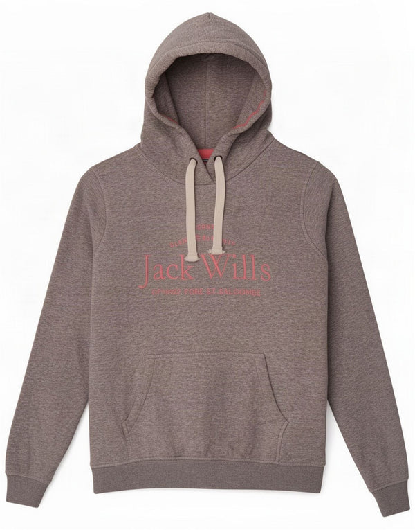 Jack Wills Womens Graphic Hoodie Jumper UK 10 Small Grey Cotton