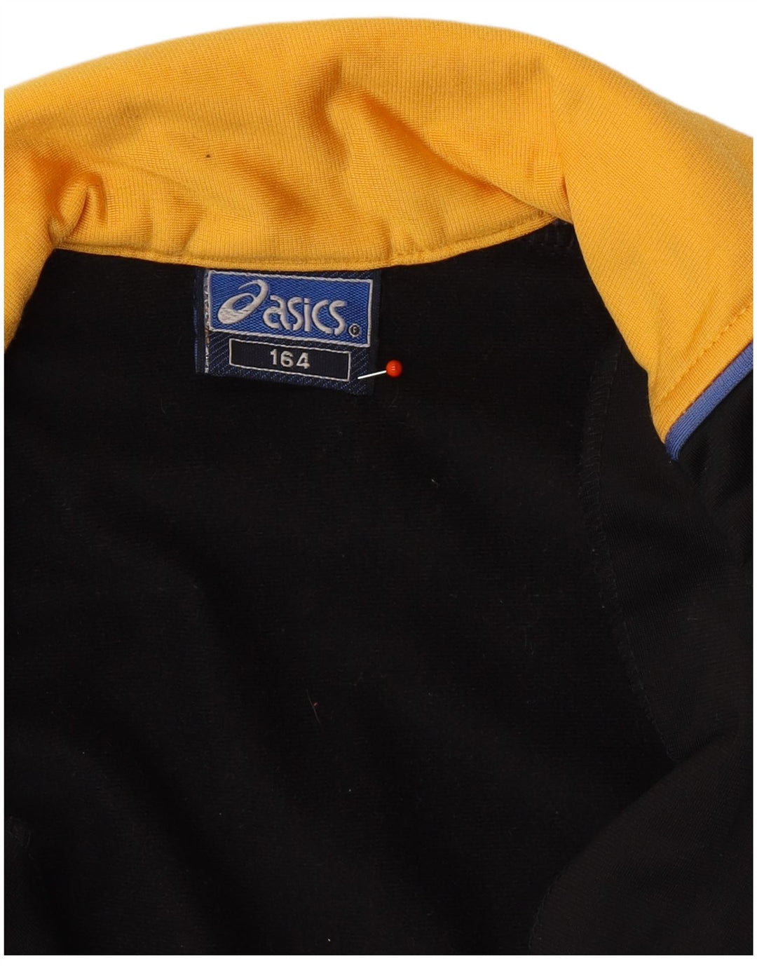ASICS Boys Graphic Tracksuit Top Jacket 14-15 Years Black Colourblock