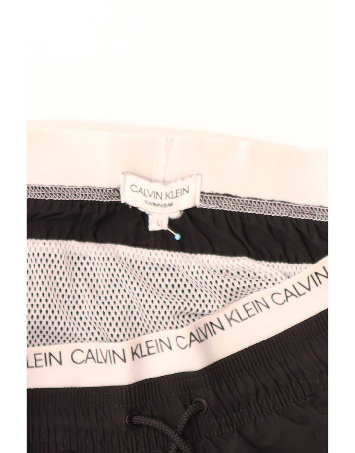 Мужские шорты для плавания с рисунком Calvin Klein, большие черные, с цветными блоками