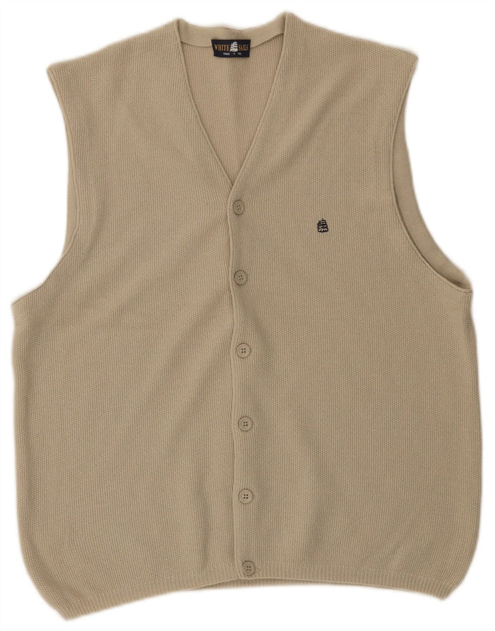 Мужской кардиган без рукавов White Sails, средний бежевый шерстяной свитер