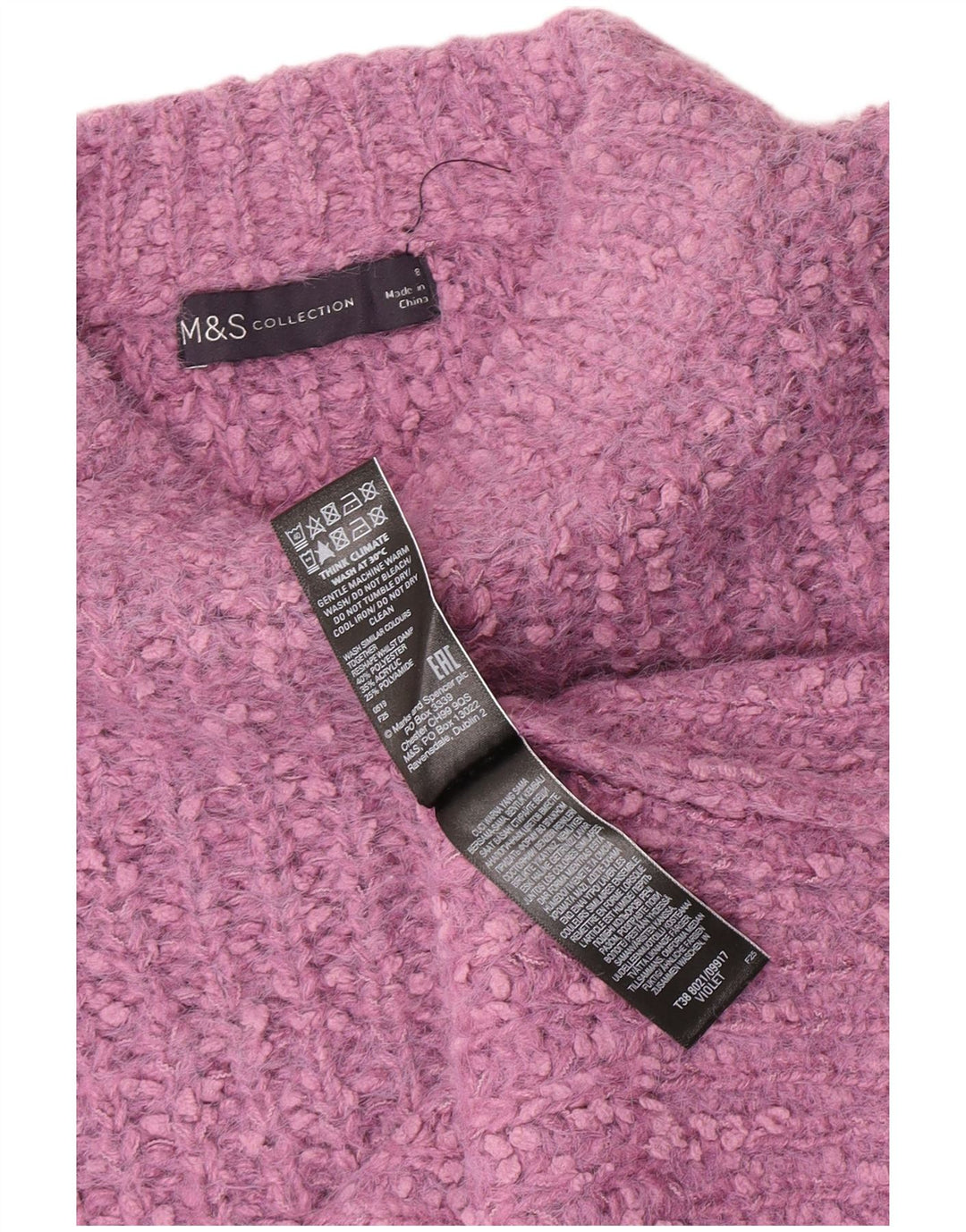 Женский джемпер с вырезом «лодочка» Marks & Spencer, Великобритания, 8, маленький, фиолетовый, полиэстер