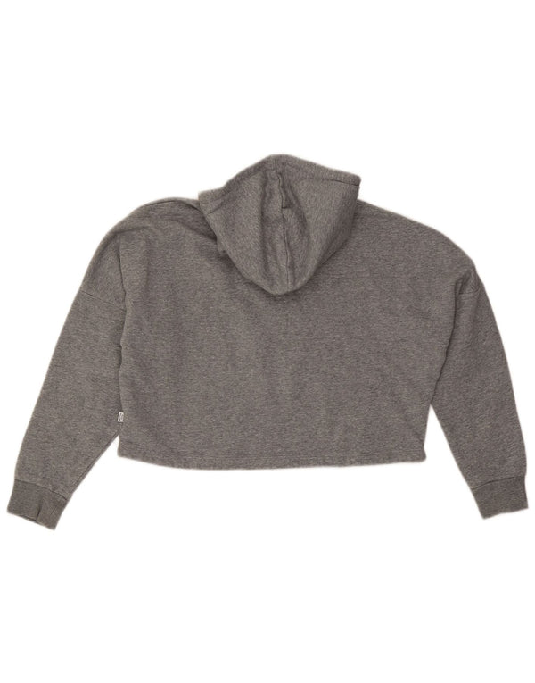 Puma Girls Graphic Crop Hoodie Jumper 11-12 Years Grey Cotton