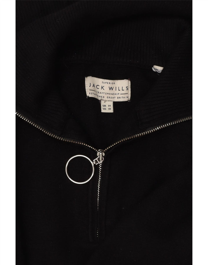 JACK WILLS Женский свободный свитер с воротником на молнии, Великобритания 14, большой черный