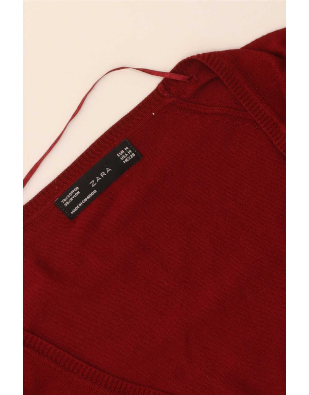 Женский кардиган Zara UK 12, хлопковый средний красный цвет