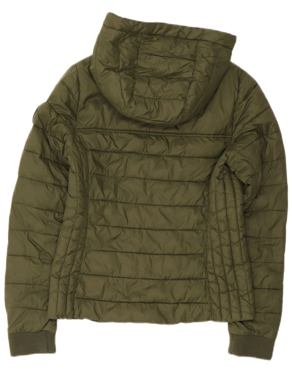 Женская стеганая куртка с капюшоном Hollister UK 10, маленький нейлон цвета хаки
