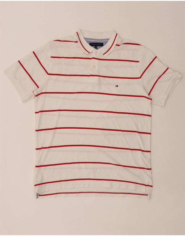 TOMMY HILFIGER Мужская рубашка-поло приталенного кроя 2XL, хлопок в белую полоску