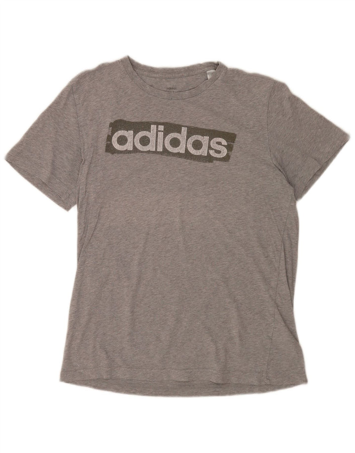 Adidas Мужская футболка с рисунком Топ среднего серого цвета из хлопка