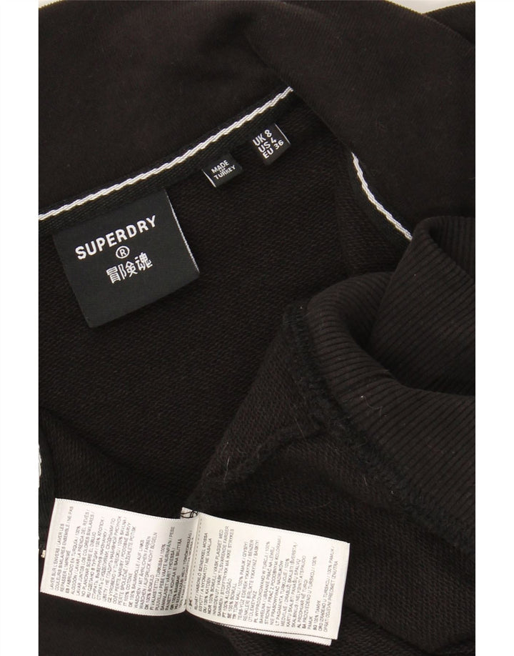 SUPERDRY Womens Oversized Crop Zip Neck Sweatshirt Jumper UK 8 Small Black Vintage Superdry and Second-Hand Superdry from Messina Hembry 