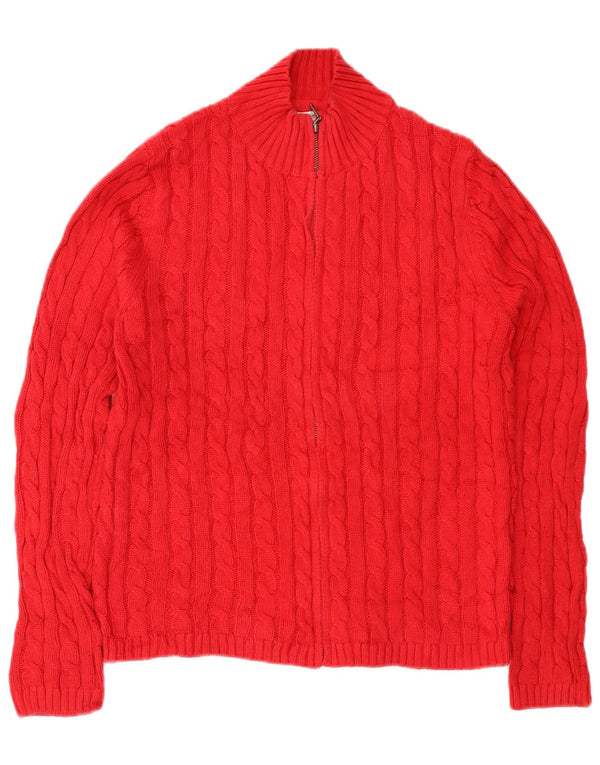 Женский кардиган с молнией во всю длину L.L.Bean UK 14, хлопковый средний красный цвет