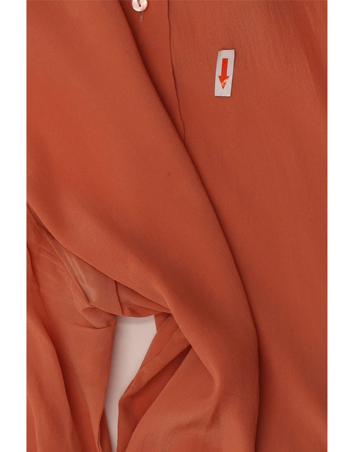 Винтажная женская блузка-рубашка с завязками спереди IT 44, средний оранжевый цвет