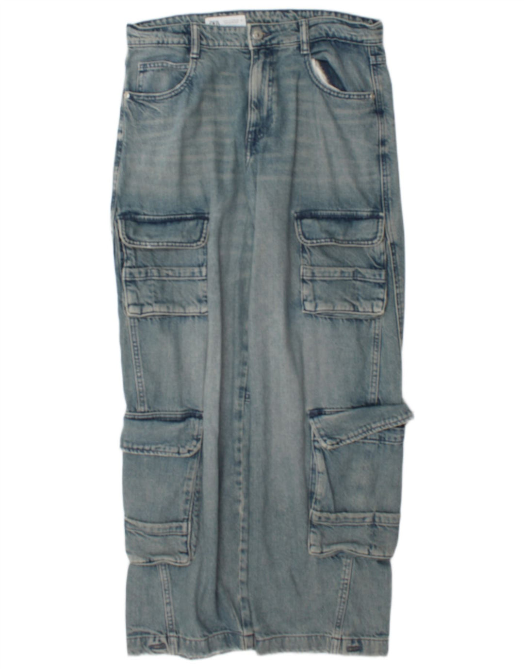 Женские прямые джинсы карго Zara EU 38, маленькие W28 L31, синие