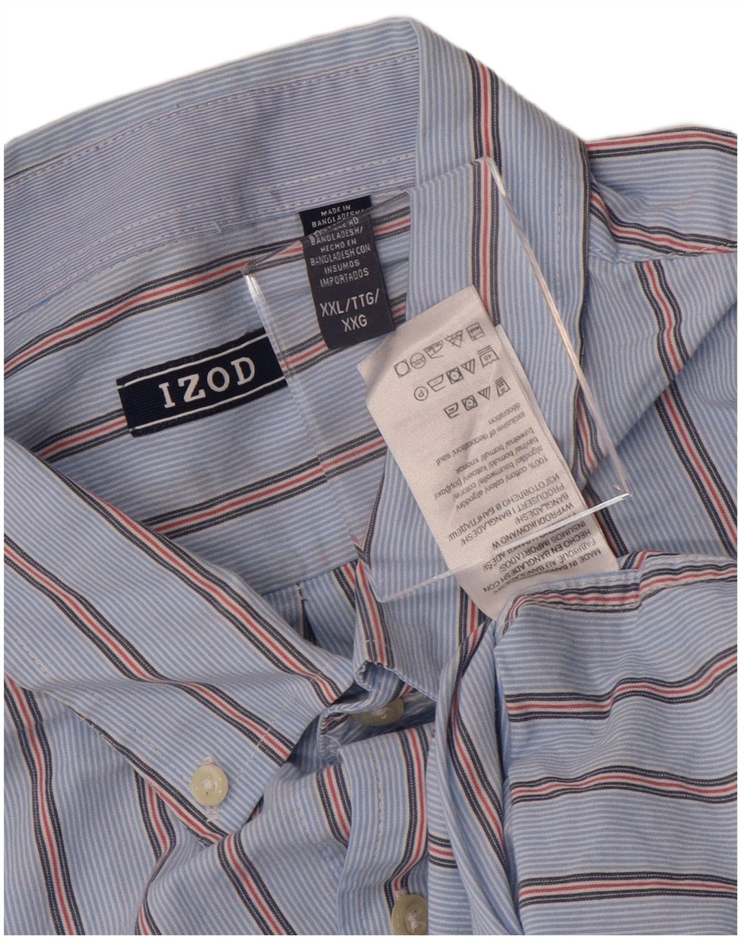 IZOD Мужская рубашка 2XL, синяя хлопковая полоска