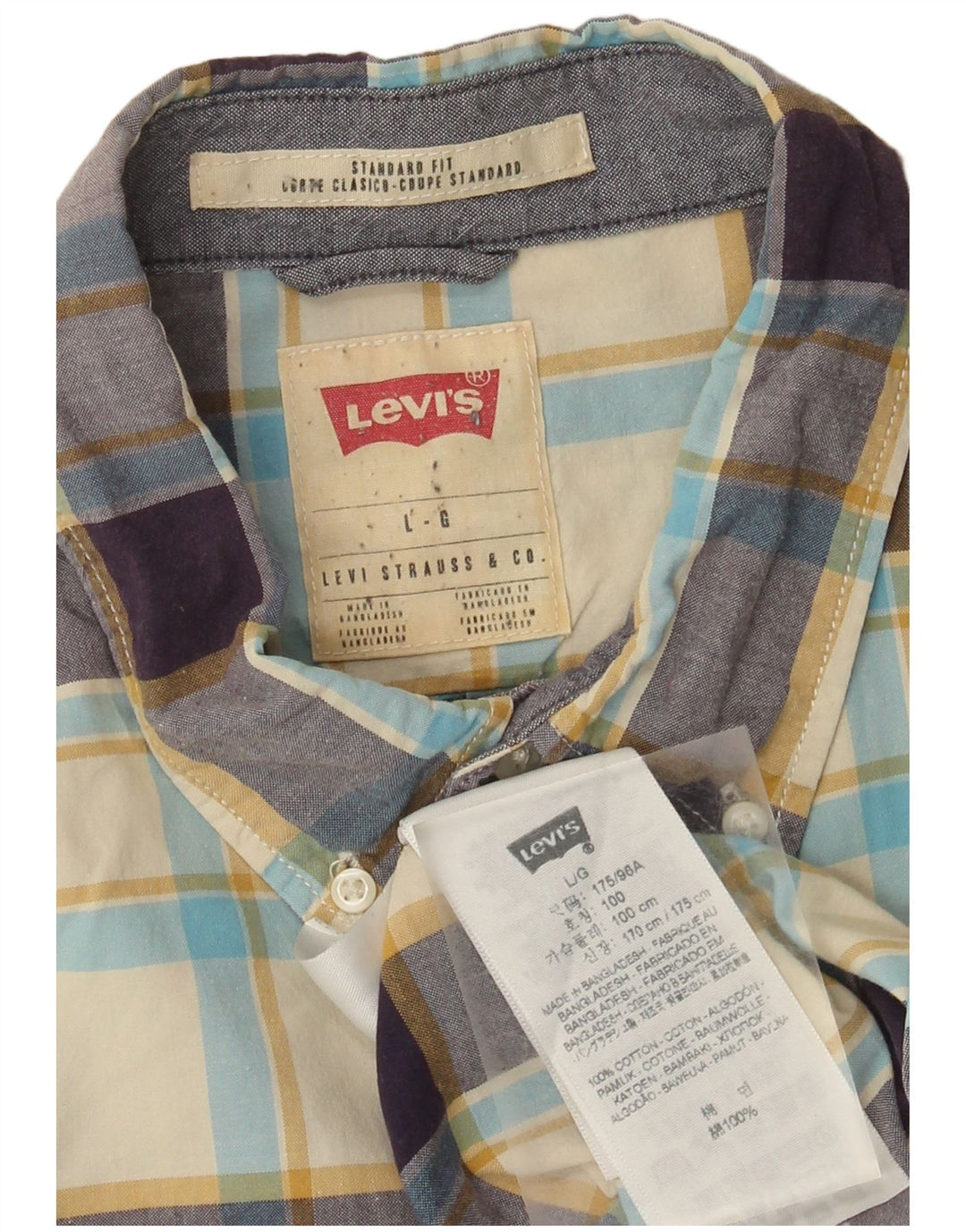 Мужская рубашка стандартного кроя Levi's, большая бежевая клетка, хлопок