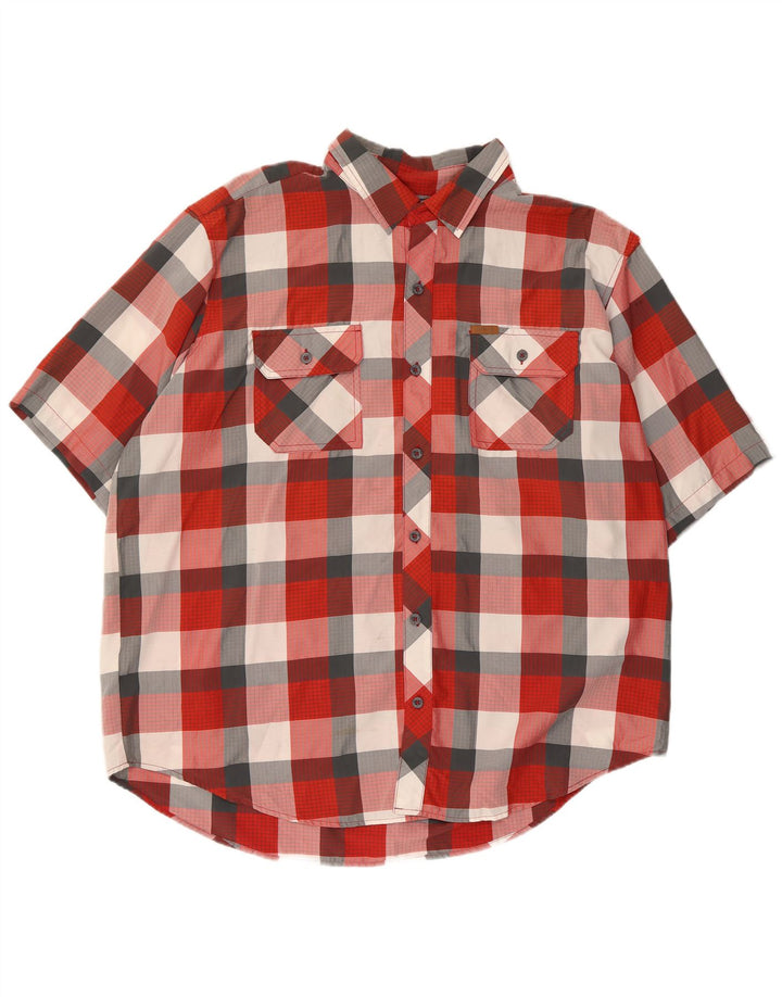 ORVIS Mens Short Sleeve Shirt 2XL Red Check Polyester
